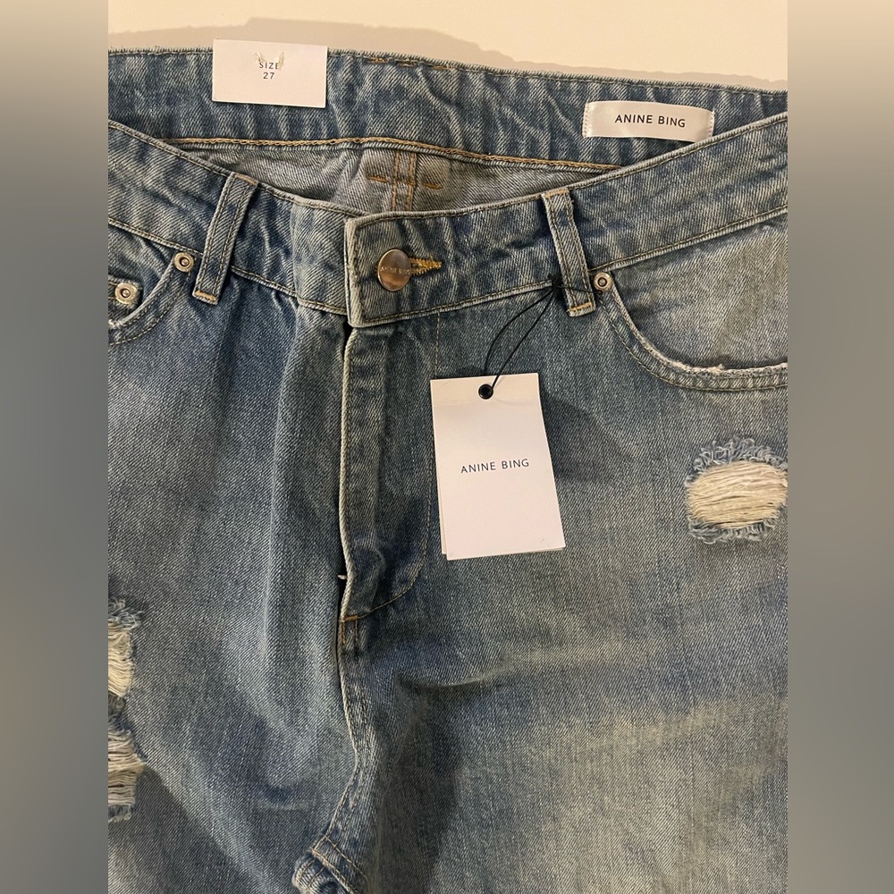 Anine Bing Mid-Rise Distressed Jeans